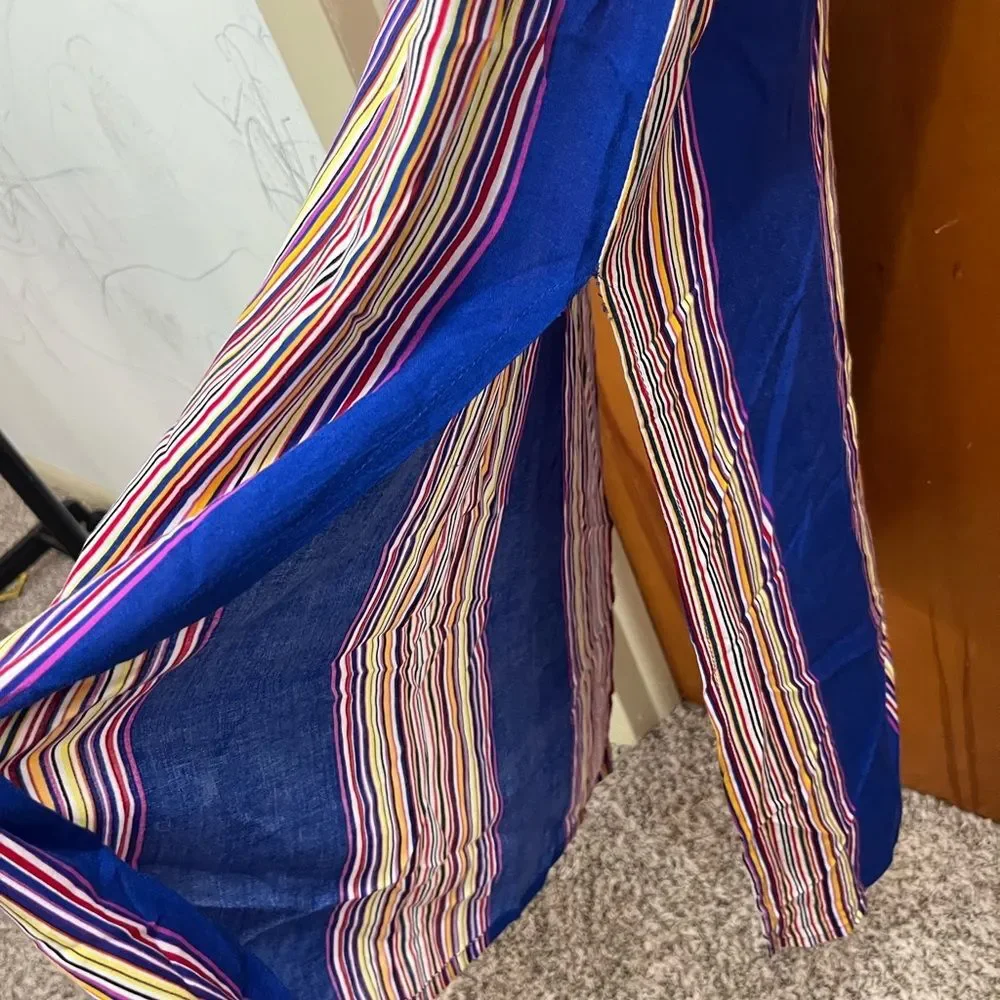 Seda me Striped Blue Maxi Dress with slits - Picture 5 of 6